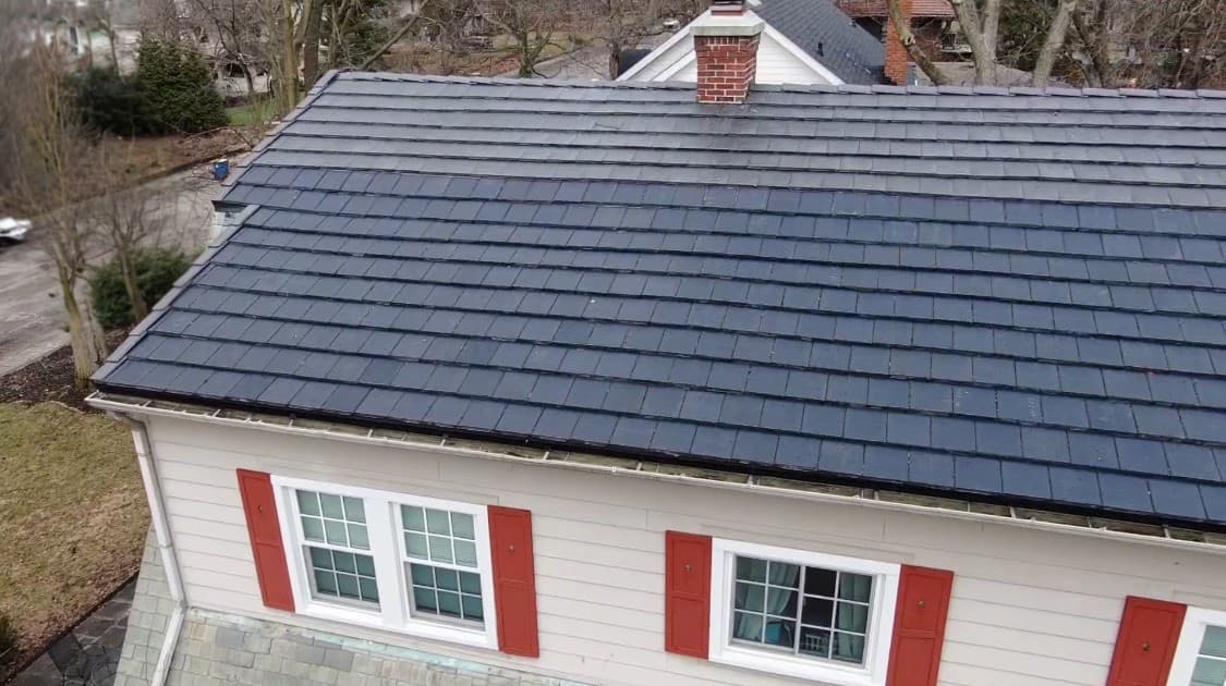 Colonial home in New Jersey with integrated solar roof tiles