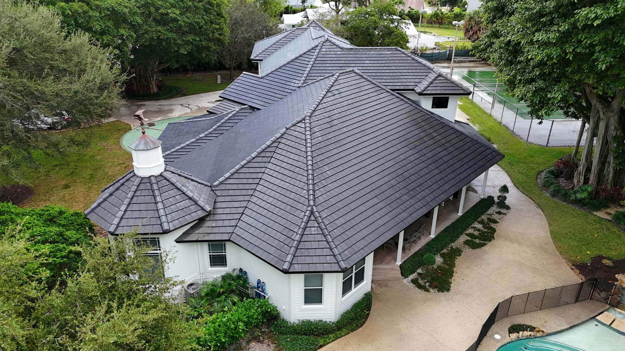 Large estate home in Northern New Jersey with integrated solar roof tiles