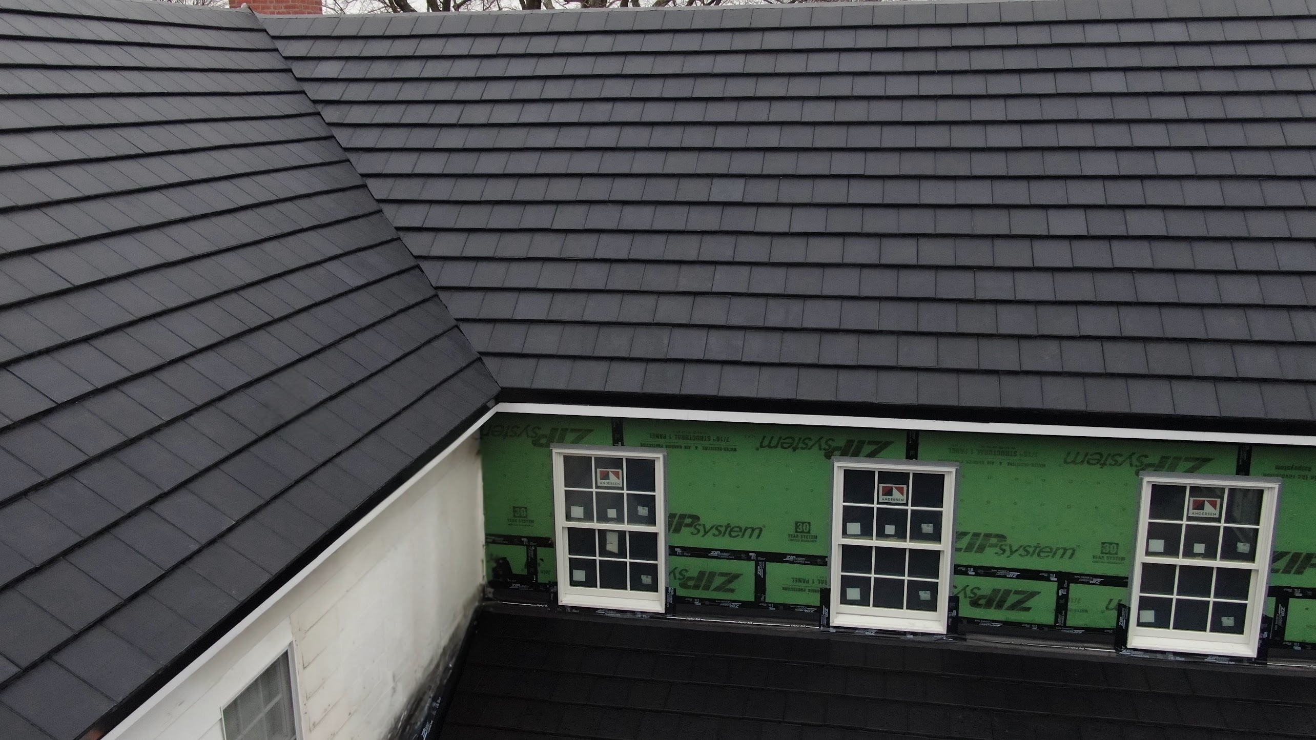 Solar roof tiles on a home