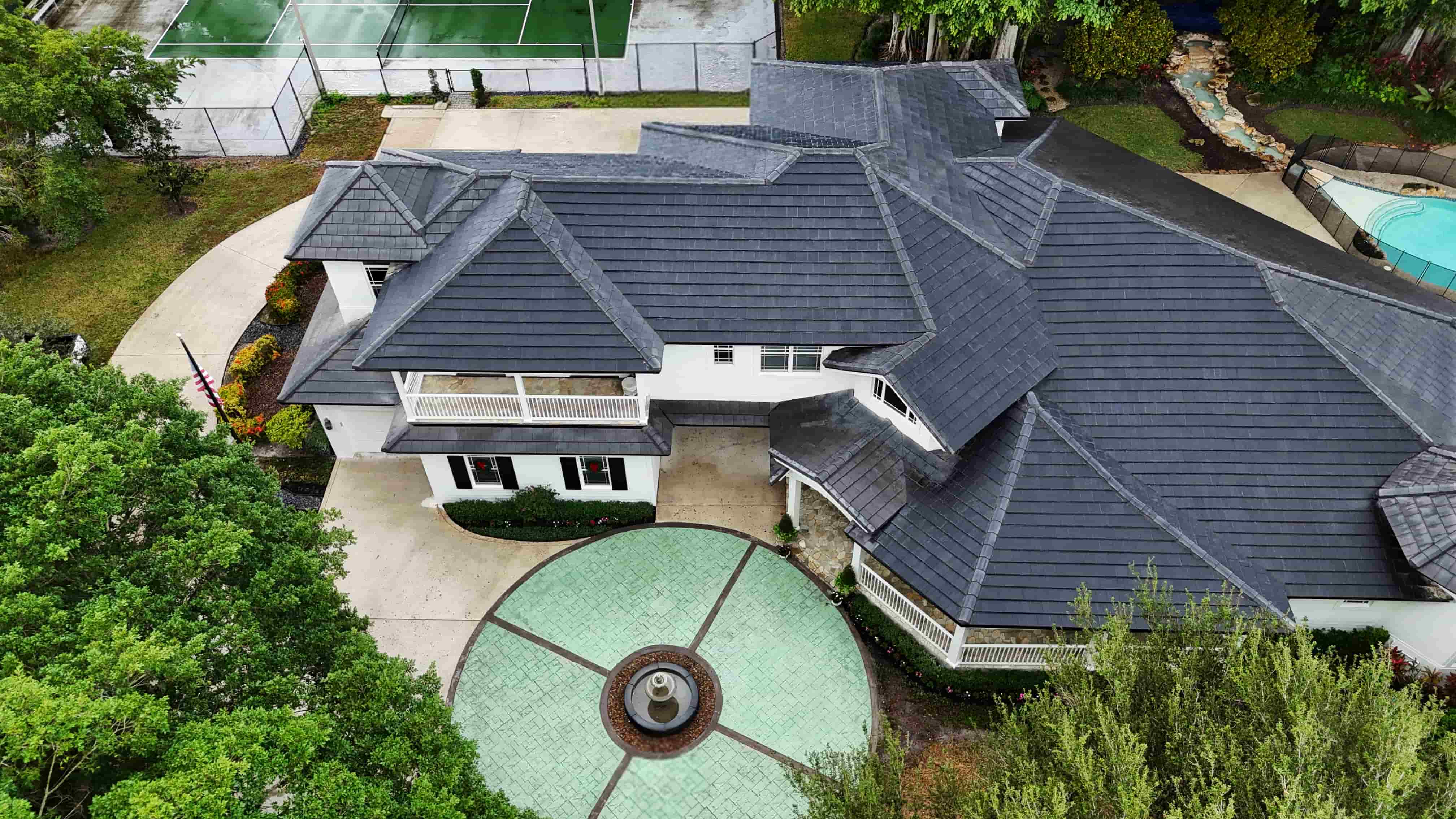 Vitruvion completed solar roof tile installation showing premium concrete tile surface with fully invisible solar integration
